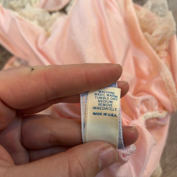 Vintage Lady Constance Pink Nylon Lace Ruffle Teddy Bodysuit Coquette USA S - Picture 7 of 10